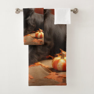 French Bulldog Puppy Autumn Delight Pumpkin Bath Towel Set