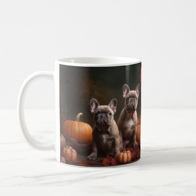French Bulldog Puppy Autumn Delight Pumpkin Coffee Mug (Left)