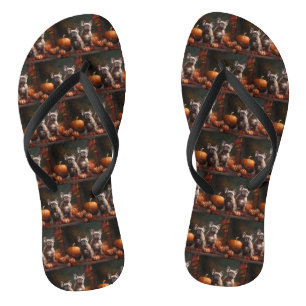 French Bulldog Puppy Autumn Delight Pumpkin Flip Flops