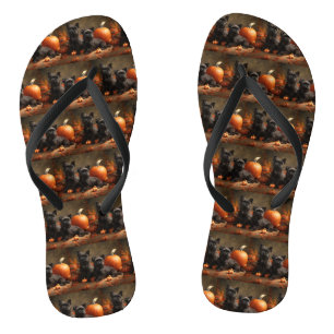 French Bulldog Puppy Autumn Delight Pumpkin Flip Flops