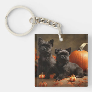 French Bulldog Puppy Autumn Delight Pumpkin Keychain