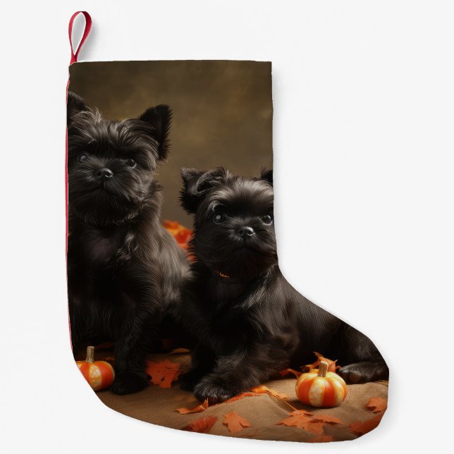 French Bulldog Puppy Autumn Delight Pumpkin Small Christmas Stocking (Front)