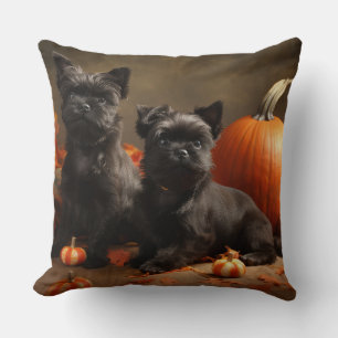 French Bulldog Puppy Autumn Delight Pumpkin Throw Pillow