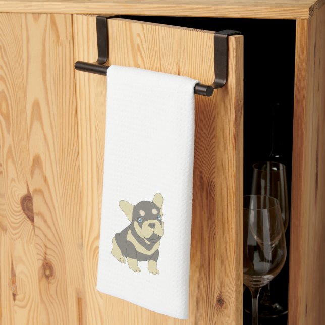 French Bulldog Puppy Cartoon Kitchen Towels (Thirds Fold)