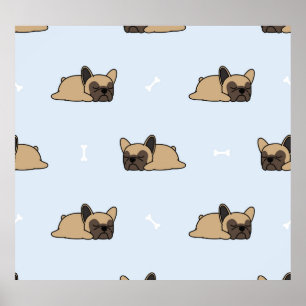 French bulldog puppy, cute sleeping pattern. poster
