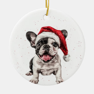 French Bulldog Puppy Dog Christmas Personalized Ceramic Ornament