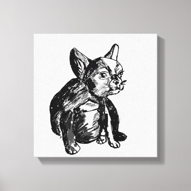 French Bulldog Puppy Drawing Single Print (Front)