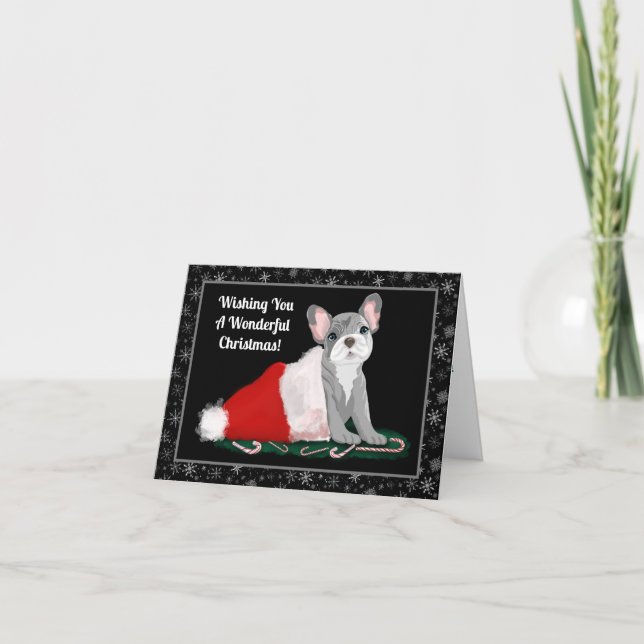  French Bulldog Puppy In Santa’s Hat Card (Front)