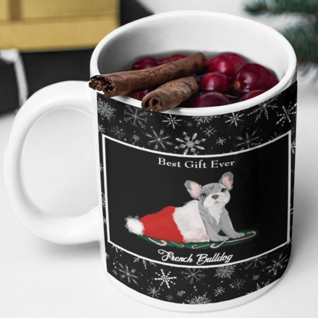 French Bulldog Puppy In Santa’s Hat Coffee Mug