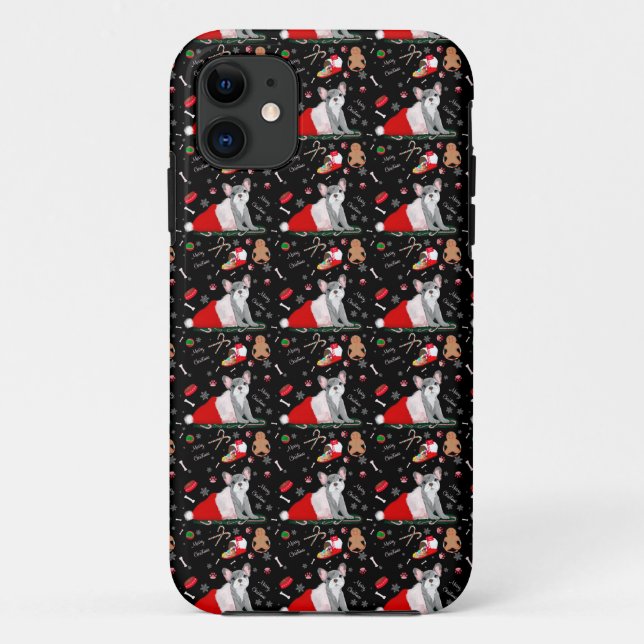 French Bulldog Puppy In Santa’s Hat Pattern   Case-Mate iPhone Case (Back)