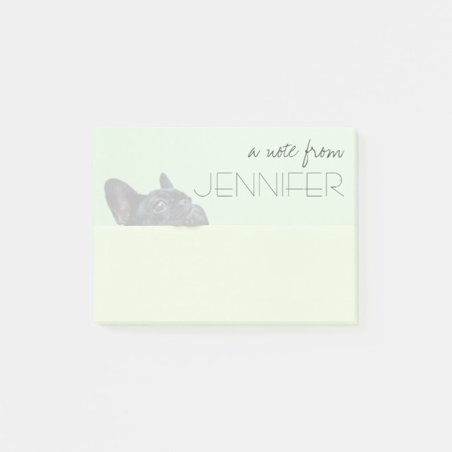 French Bulldog Puppy Peering Over Wall Post-it Notes (Front)