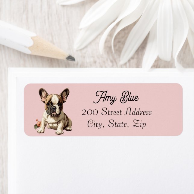 French Bulldog Puppy Return Address Label (Insitu)