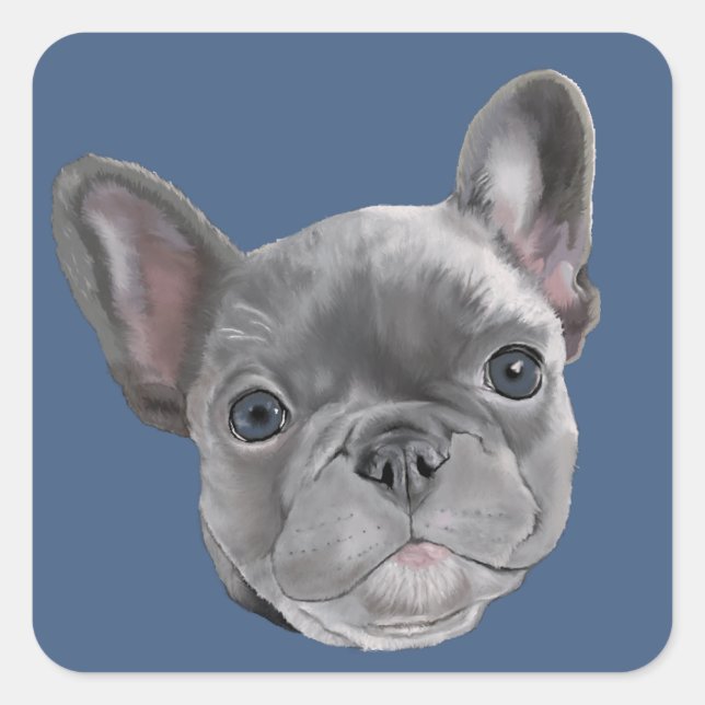 French Bulldog Puppy Square Sticker (Front)