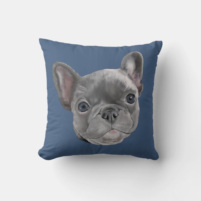 French Bulldog Puppy Throw Pillow (Front)