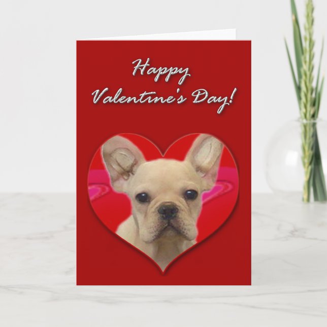 French Bulldog puppy  Valentines Day Card (Front)