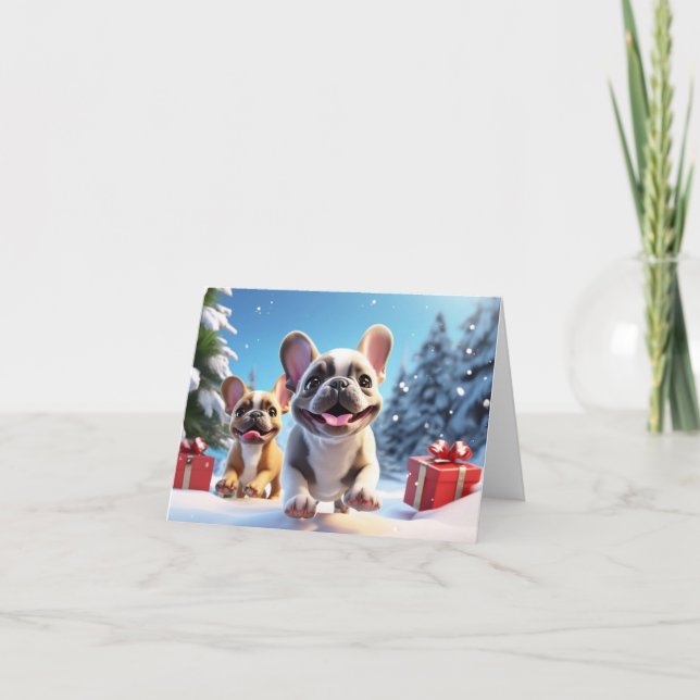 French Bulldog  Puppy Xmas Card (Front)