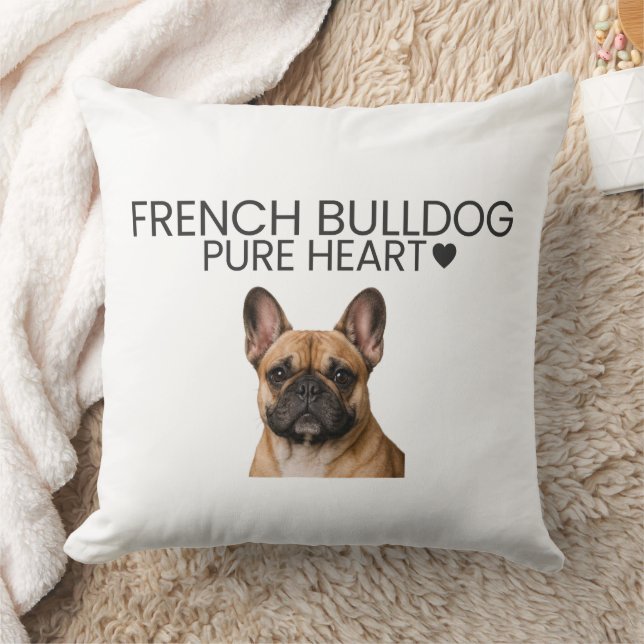 French Bulldog Pure Heart Throw Pillow (Blanket)