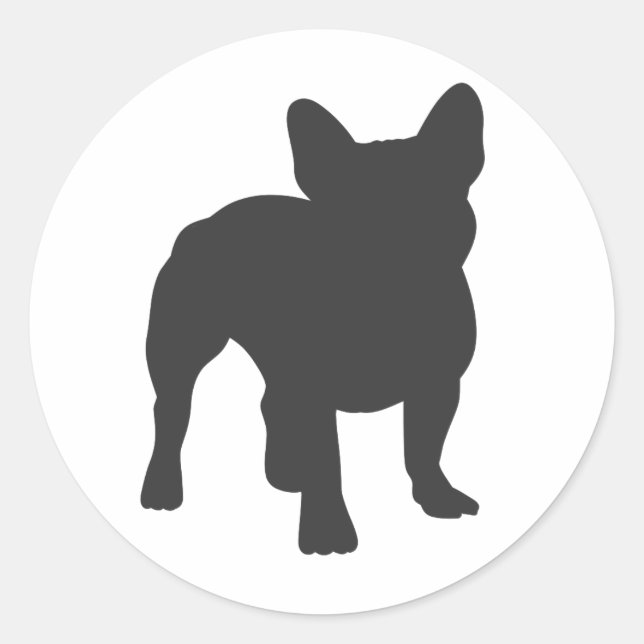 French Bulldog purebred dog silhouette Classic Round Sticker (Front)
