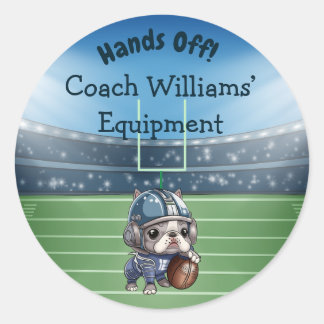 French bulldog quarterback Coach Belonging  Classic Round Sticker