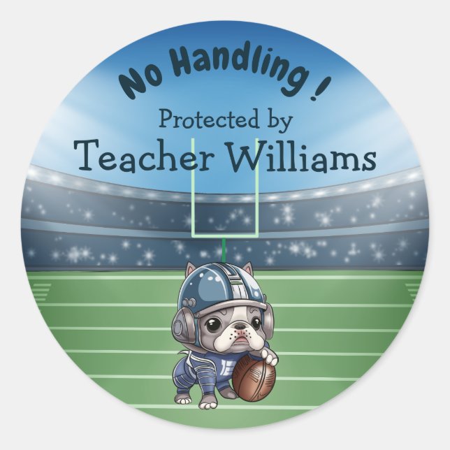 French bulldog quarterback teacher Belonging  Classic Round Sticker (Front)