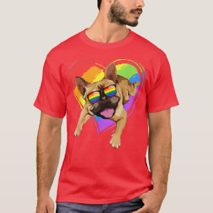 French Bulldog Rainbow Heart Gay Pride LGBT T T-Shirt