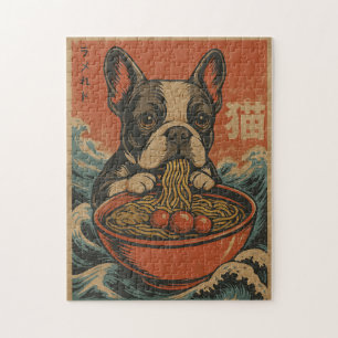 French Bulldog Ramen Vintage Japanese Art Puzzle