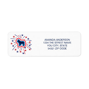 French Bulldog Red White Blue Return Address