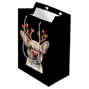 French Bulldog Reindeer Dog Lover Christmas Xmas Medium Gift Bag