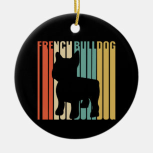 French Bulldog Retro 1970s Dog Silhouette Frenchie Ceramic Ornament