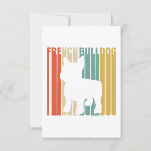 French Bulldog Retro 1970s Dog Silhouette Frenchie RSVP Card