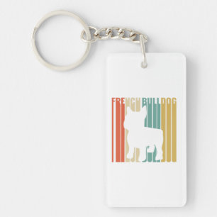 French Bulldog Retro 1970s Gift For Mom Dog Lover Keychain