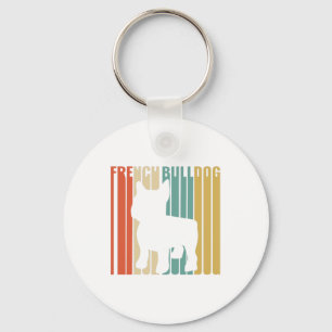 French Bulldog Retro 1970s Gift For Mom Dog Lover Keychain