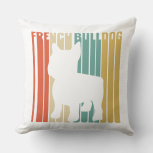 French Bulldog Retro 1970s Gift For Mom Dog Lover Throw Pillow