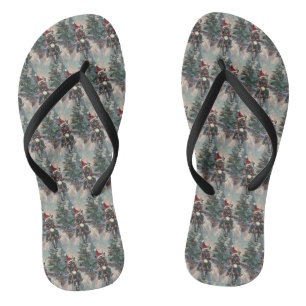 French Bulldog Riding Motorcycle Christmas Flip Flops