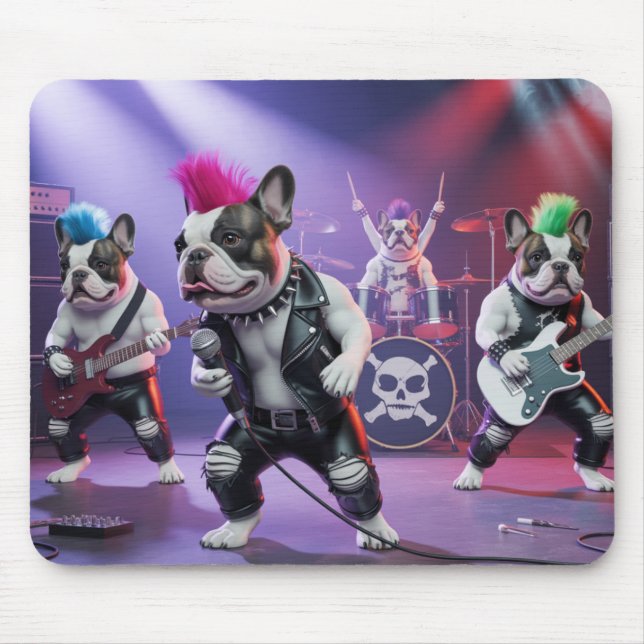 French Bulldog Rockers Mousepad (Front)