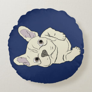French Bulldog rolling Round Pillow
