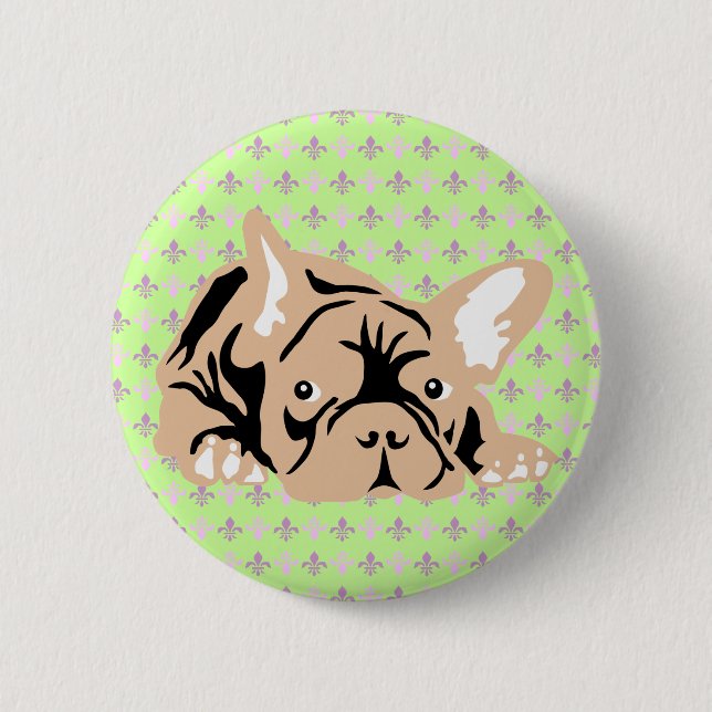 French Bulldog rose 2 Inch Round Button (Front)