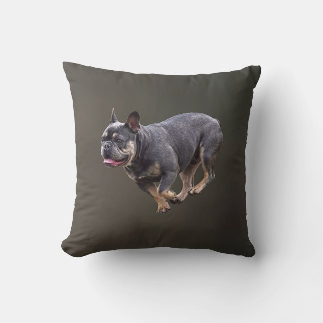 French Bulldog Running Throw Pillow (Front)