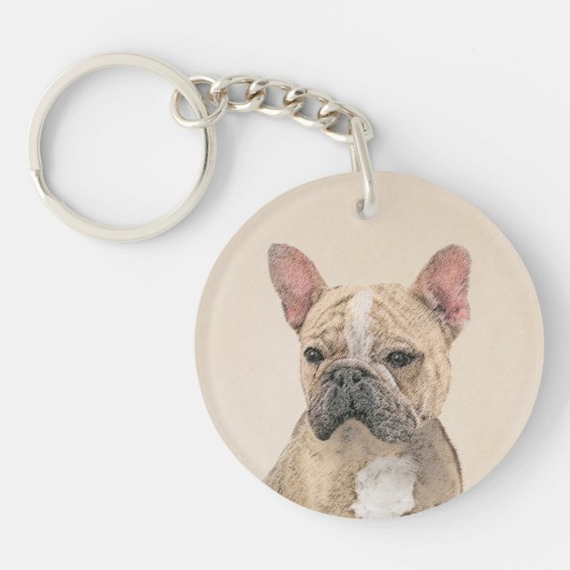 French Bulldog (Sable) Painting - Cute Original Do Keychain (Front)