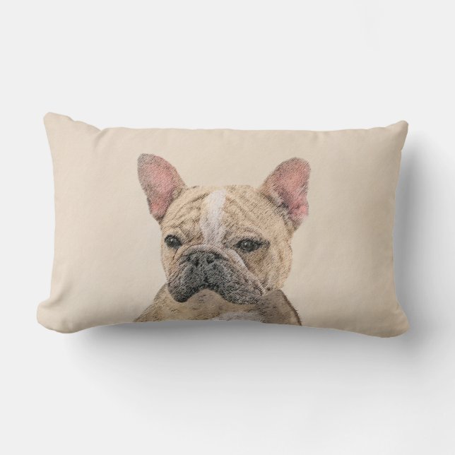 French Bulldog (Sable) Painting - Cute Original Do Lumbar Pillow (Front)