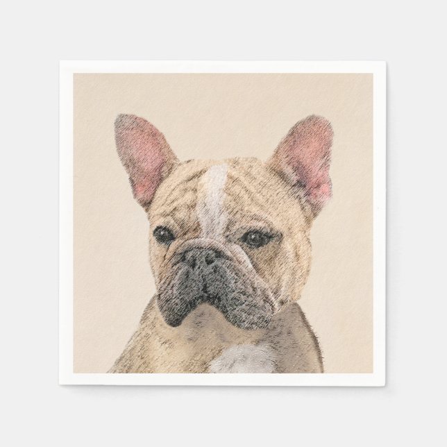 French Bulldog (Sable) Painting - Cute Original Do Napkin (Front)