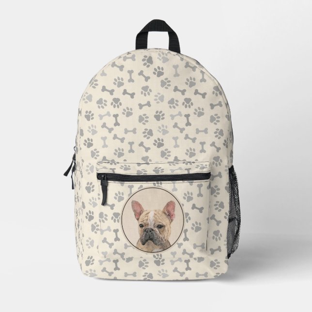 French Bulldog (Sable) Painting - Cute Original Do Printed Backpack (Front)