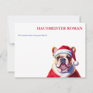 French Bulldog Santa Christmas Flat Note Card
