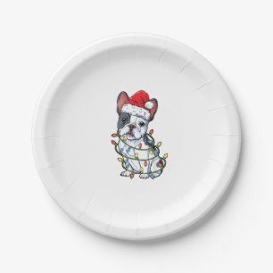 French Bulldog Santa Christmas Tree Lights Xmas Bo Paper Plate
