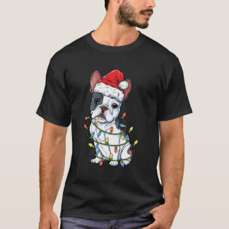 French Bulldog Santa Christmas Tree Lights Xmas Gi T-Shirt