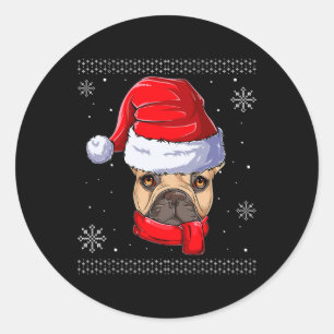 French Bulldog Santa Claus Apparel Classic Round Sticker