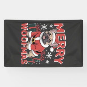 French Bulldog Santa Claus Hat Merry Christmas Dog Banner