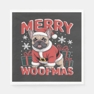 French Bulldog Santa Claus Hat Merry Christmas Dog Napkin