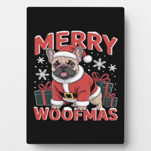 French Bulldog Santa Claus Hat Merry Christmas Dog Plaque