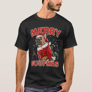 French Bulldog Santa Claus Hat Merry Christmas Dog T-Shirt